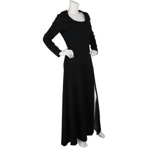 Vintage Black Wool Maxi Dress S Enigmatic Gala